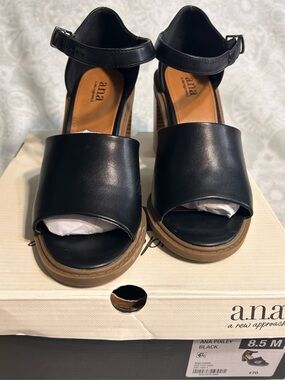 a.n.a Black Open-Toe Ankle Strap Platform Sandals